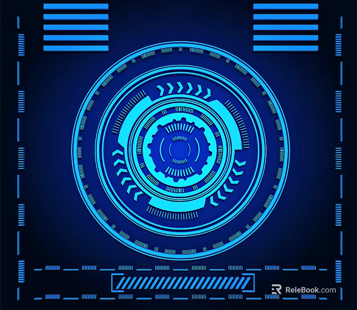 Futuristic HUD Style Blue Glowing Circular Decorative Pendant 3d model 
