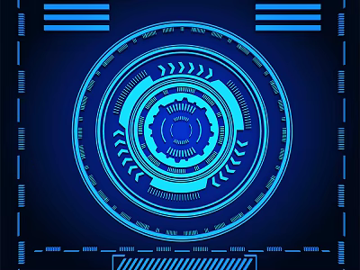 Futuristic HUD Style Blue Glowing Circular Decorative Pendant 3d model