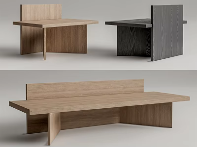 Modern Wooden Leisure Chair Design With Light And Dark Wood Tones Simple Structure 3d model