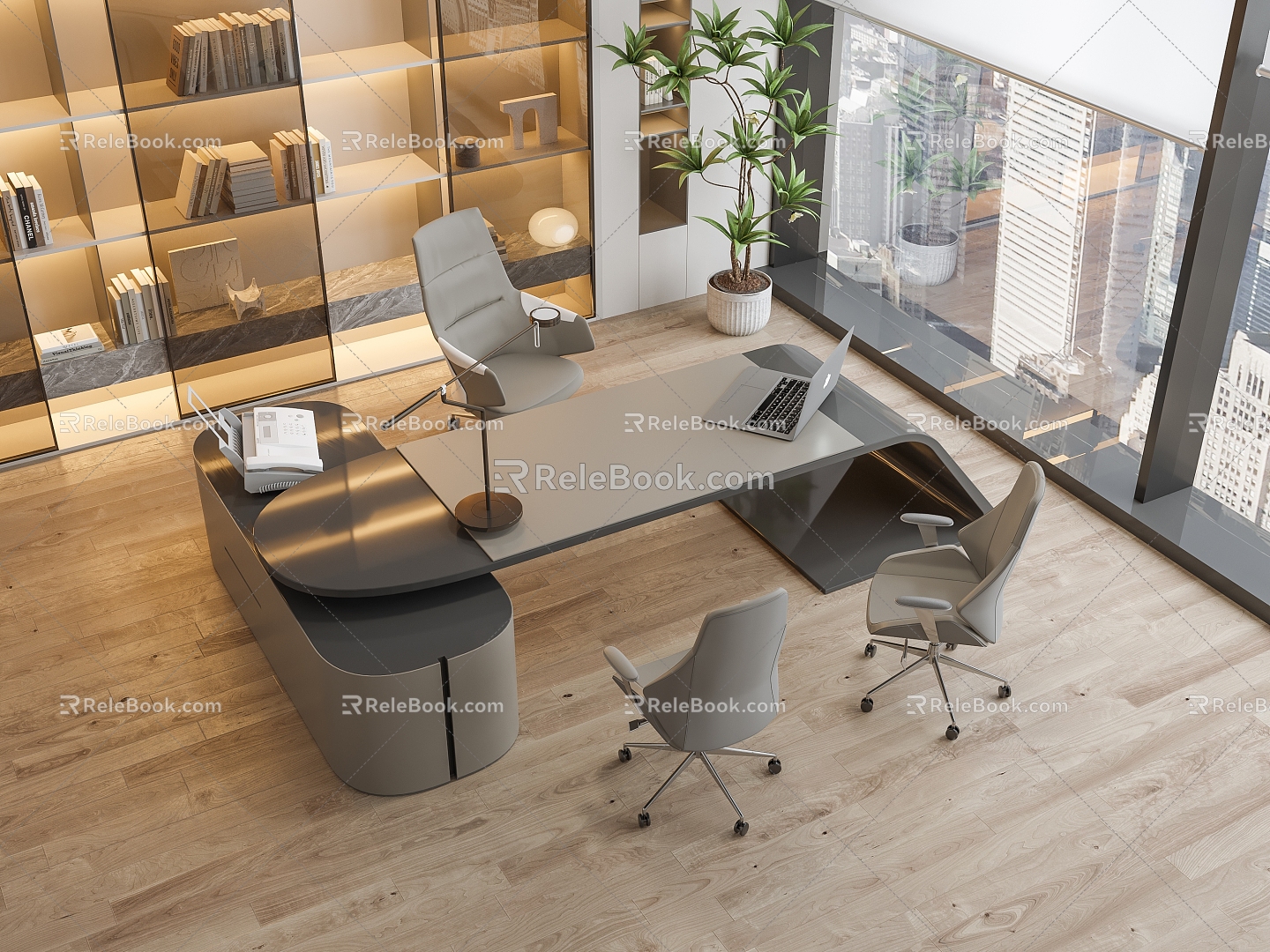 desk manager office manager desk boss desk and chair 3d model