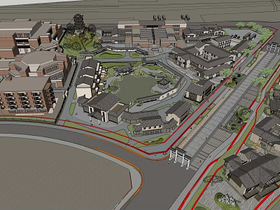 Comprehensive Community Development With Mixed Use Buildings Green Spaces And Urban Layout 3d model