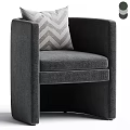 Dark Green Upholstered Armchair With Chevron Pattern Throw Pillow And Armrest 3d model