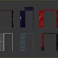 Various Colored Furniture Doors With Glass Panes Metal Bars And Solid Panels