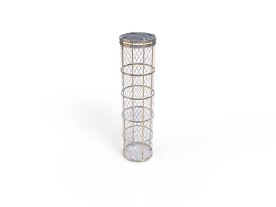 Sturdy Metal Mesh Cylindrical Storage Rack With Multiple Circular Shelves 3d model