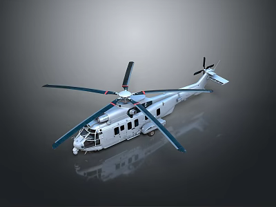 Modern White Helicopter With Main Rotor Tail Rotor Cockpit Windows And Fuselage 3d model