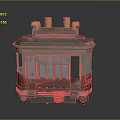 Vintage Tram Model With Red And Beige Body Yellow Chimneys And Windows