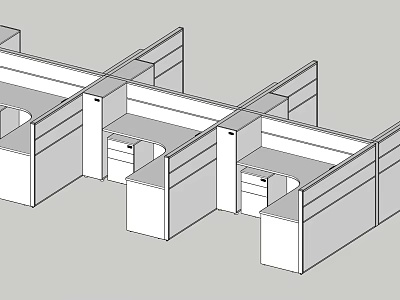 Modern Office Desk Cubicles With Partition Walls And Filing Cabinets In Workspace 3d model
