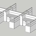 Modern Office Desk Cubicles With Partition Walls And Filing Cabinets In Workspace