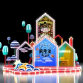 Illuminated Lantern Festival Photo Check-in Spot With Cartoon Character And Cloud Decorations