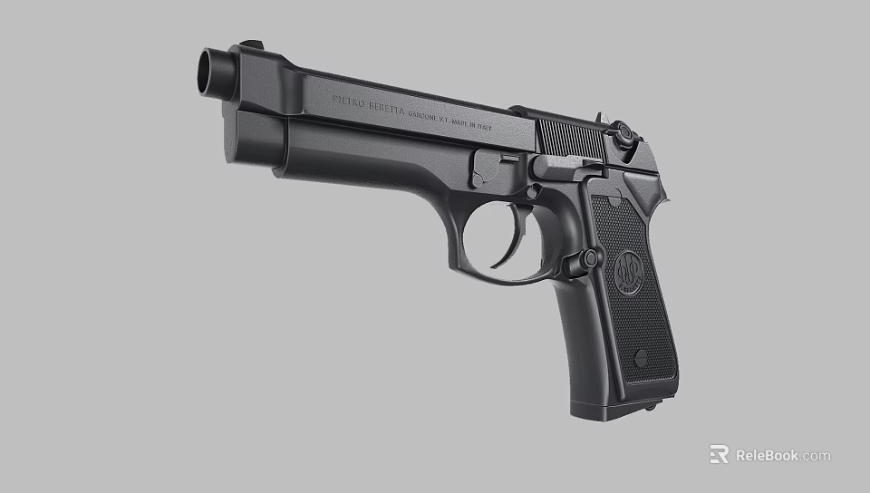 Black Modern Tactical Pistol Weapon With Textured Grip And Sleek Metal Finish 3d model 