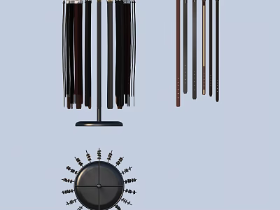 Wooden Metal Wind Chimes And Spiked Decorative Wall Clock Home Living Accessories 3d model