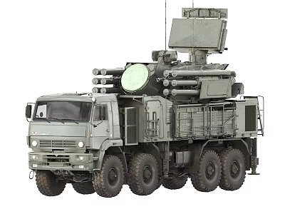 Military Weapon System Mounted On Heavy Duty Truck With Missile Launchers And Radar 3d model