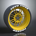 TOYO TIRES Proxes Tire Featuring Yellow Wheel Rim and Stylish Design