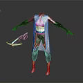Futuristic Sci Fi 3D Character Model With Mechanical Armor Cloak And Weapon