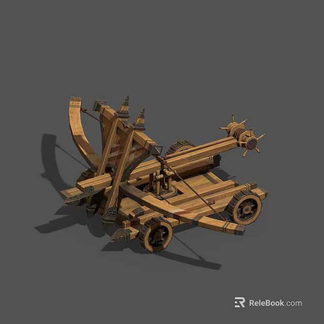 Ancient Wooden Siege Engine Featuring Medieval War Machine Design And Wheels 3d model 