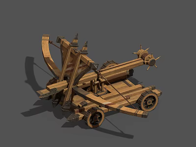Ancient Wooden Siege Engine Featuring Medieval War Machine Design And Wheels 3d model
