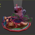 Festive Holiday Food Platter With Mulled Wine Cinnamon Stick Cookies And Pine Decorations