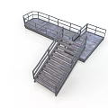 Durable Industrial Metal Platform Structure With Staircase And Safety Railings