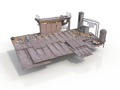 Industrial Metal Platform With Metal Plates Railing Pipes And Tower Structure 3d model