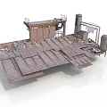 Industrial Metal Platform With Metal Plates Railing Pipes And Tower Structure
