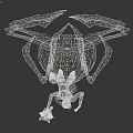 Mythical Spider Creature And Warrior Character In Red Black Armor Holding Dark Staff