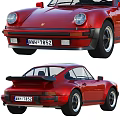 Red Porsche Classic Car Front And Rear Views 3d model