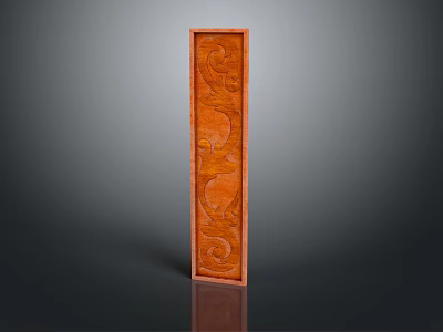 Decorative Wooden Partition With Intricate Carved Patterns Warm Brown Tone For Interior Decoration 3d model