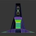 3D Polygonal Sculpture With Colorful Purple Green Reflective Surfaces And Abstract Design