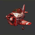 Cartoon Style Red And White Toy Airplane With Propeller And Cockpit