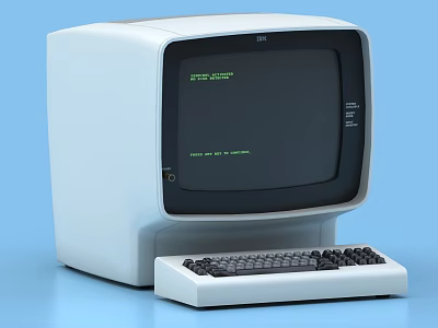 Vintage White Desktop Computer With CRT Monitor And Retro Keyboard Design 3d model