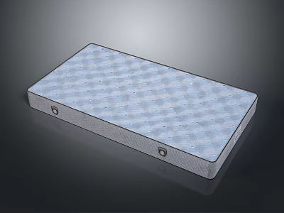 Comfortable Modern Mattress With Blue Grid Pattern Surface And Gray Border 3d model