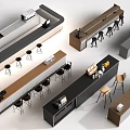 Various Modern Bar Counter Interior Designs With Wooden Black Gray Surfaces And Stools