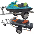 Two Yamaha Jet Skis On Trailers With Diverse Color Schemes