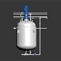 Stainless Steel Industrial Reactor with Blue Agitator Pipes and Support Structure