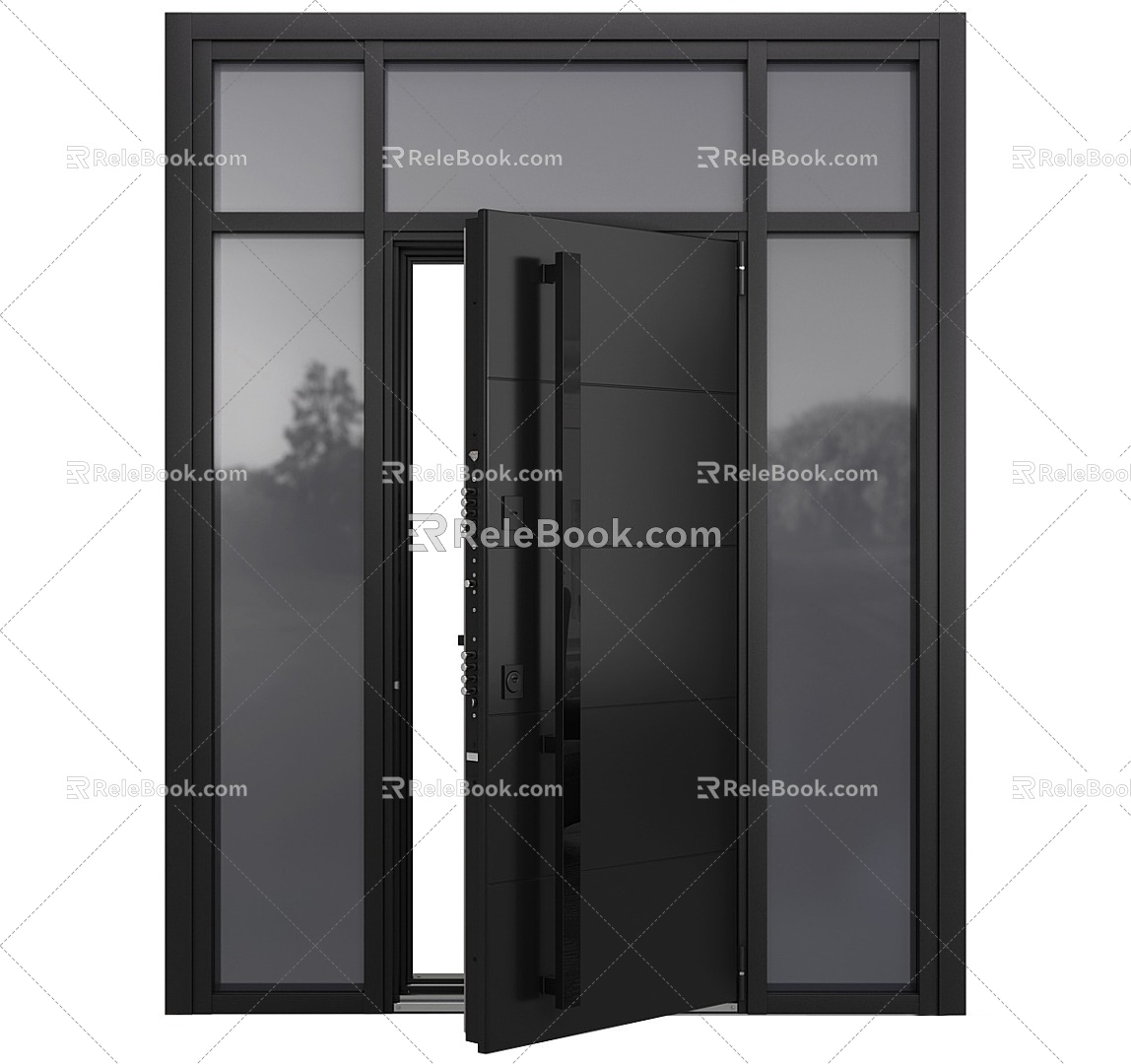 Light Luxury Bedroom Door Swing Open Door Paint Door Interior Wooden Door Room Door European-style French Middle-style Black Retro Wood Grain Open Paint Home 3d model