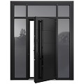 Light Luxury Bedroom Door Swing Open Door Paint Door Interior Wooden Door Room Door European-style French Middle-style Black Retro Wood Grain Open Paint Home 3d model