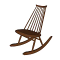 Classic Wooden Rocking Chair with Slatted Backrest Natural Wood Color and Curved Legs