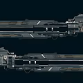 Futuristic Mechanical Structures With Gray Bodies And Orange Accent Lines