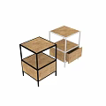 Modern Chest of Drawers With Metal Frame Wooden Drawer Open Shelf and White Black Frames