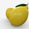 Fresh Yellow Whole Lemon With Green Leaf And Half Sliced Lemon