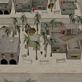 Aerial View Urban Planning Layout Featuring Buildings Palm Trees And Open Areas