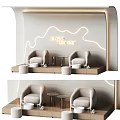 Modern Curved Fabric Leisure Chairs With Side Tables For Elegant Nail Salon Reception Area