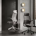 Modern Office Chairs With Mesh Back And Ergonomic Design In White Black Frames 3d model