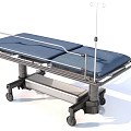 Medical Equipment Patient Transfer Stretcher with Blue Mattress Adjustable Metal Frame IV Pole and Wheels