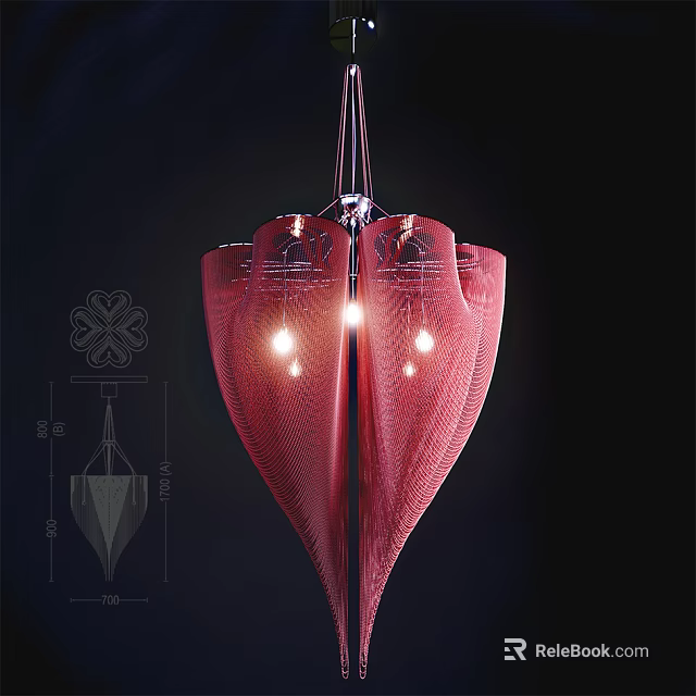Unique Shaped Pendant Light Modern Red Textured Design With Warm Lighting For Interior Decor 3d model 