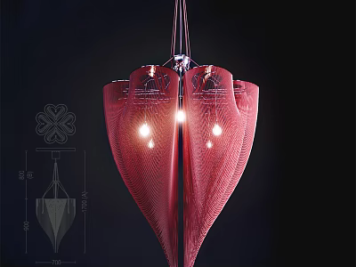 Unique Shaped Pendant Light Modern Red Textured Design With Warm Lighting For Interior Decor 3d model