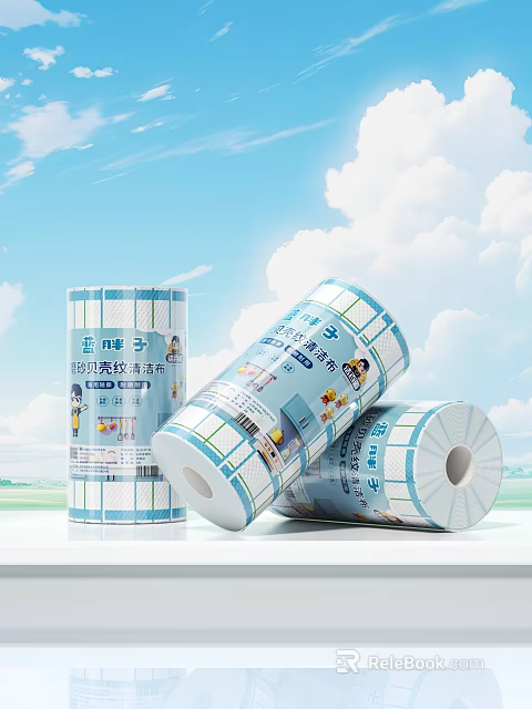 Soft Cotton Kitchen Paper Towels Rolls With Cartoon Fruit Patterns For Kitchen Use 3d model 