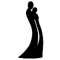 Black Abstract Sculpture of Embracing Figures as Modern Decorative Art Piece
