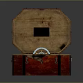 Open Red Octagonal Wooden Box With Inner Decorative Ornament Set