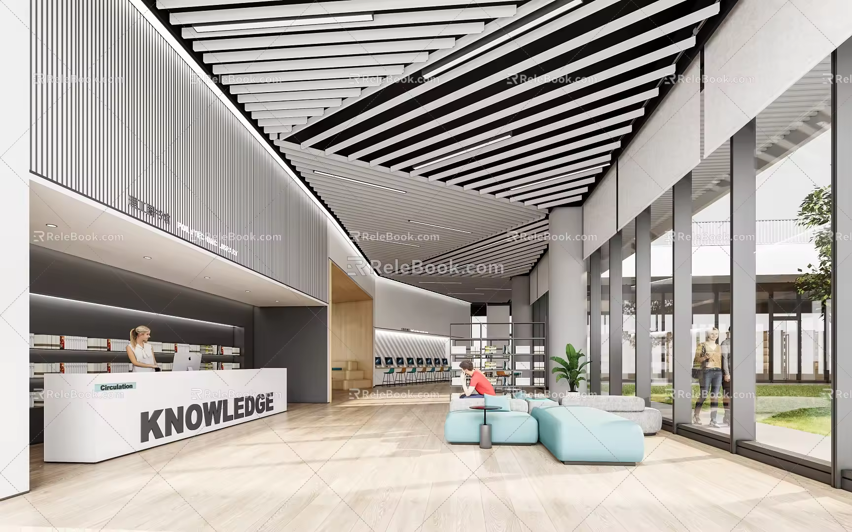 modern library 3d model